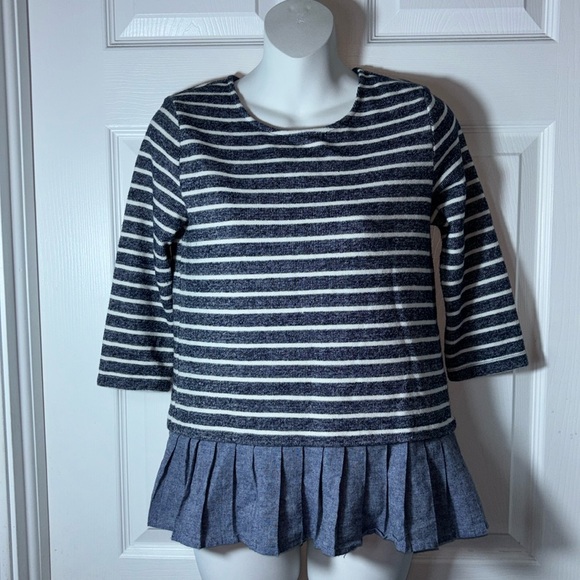 ANTHROPOLOGIE THML White Blue
Striped Pleat Hem Sweater Size XS 3/4 Sleeve - Picture 1 of 7
